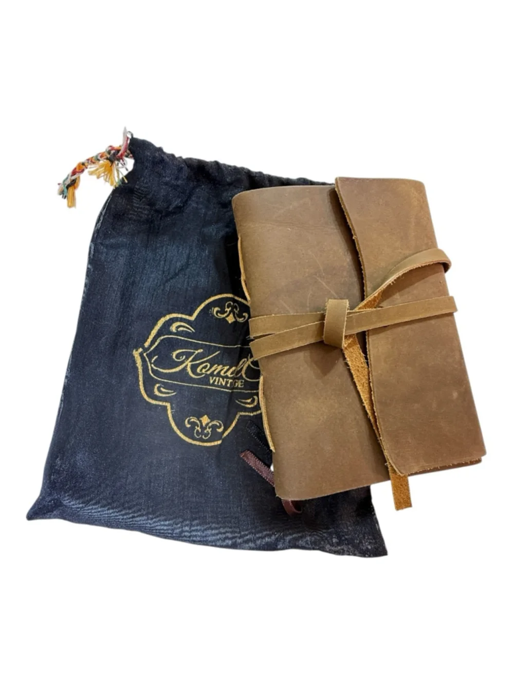 Vintage Style Leather Journal 5x7 New Wrap Tie Notebook Rustic Handmade Look